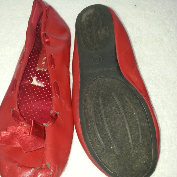 Size 8 Lower East Side Red Soft Vintage Ballet Flats - Picture 9 of 10